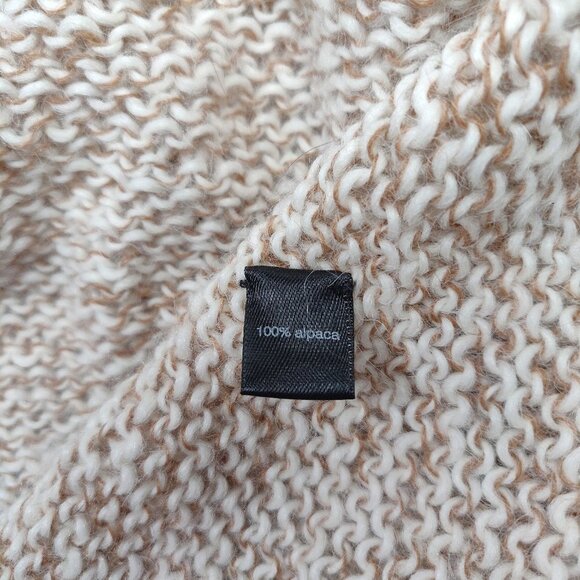 Loose Weave Marled Oatmeal 100% Alpaca Turtleneck Sweater - Picture 7 of 8